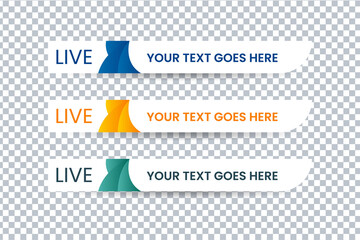 Set of bundle lower third vector design banner with yellow, blue and green shape strip color. Modern broadcast news lower for TV Bars, Breaking, Sport, Video Channel, Interface Sign, Screen, Show.