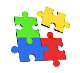 Colorful puzzle pieces connection