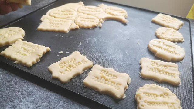 Preparing raw homemade humorous  rude cookie dough naughty quote words insult