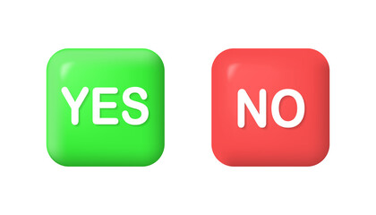 Yes and no check marks icon. 3d vector illustration isolated on white background.