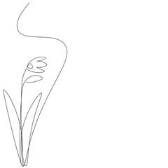 Snowdrop flower silhouette line drawing vector illustration