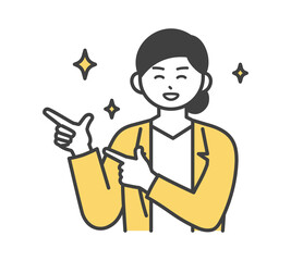 女性社員が指を刺しているイラスト素材