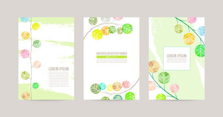 Fototapeta na wymiar colorful leaves illustration, card for ecology design