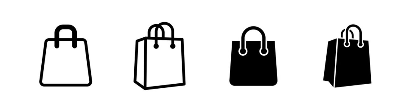 Shopping bag icon, set of 4, ecommerce design element