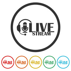 Live Stream Sign ring icon, color set