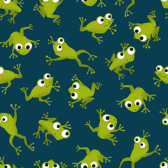 Cute frog seamless pattern
