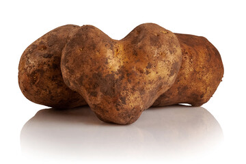 dirty potatoes on a white background