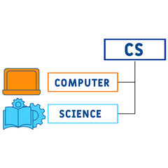 CS - Computer Science acronym. business concept background. vector illustration concept with keywords and icons. lettering illustration with icons for web banner, flyer, landing pag