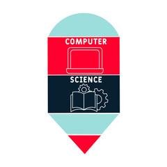 CS - Computer Science acronym. business concept background. vector illustration concept with keywords and icons. lettering illustration with icons for web banner, flyer, landing pag