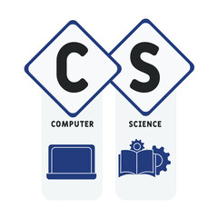 CS - Computer Science acronym. business concept background. vector illustration concept with keywords and icons. lettering illustration with icons for web banner, flyer, landing pag