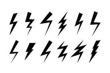  Lightning set black symbol. Huge vector icon set