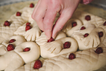 chinese family made red dates steamed bun in spring fesival