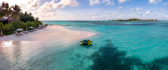 Scenic view of blue water at beach