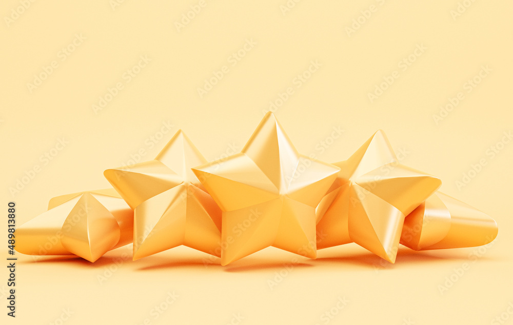 Poster five golden stars for client excellent evaluation after use product and service concept by 3d render