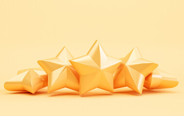 Five golden stars for client excellent evaluation after use product and service concept by 3d render.