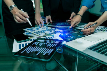 Business digital finance marketing chart, Future technology innovation background, Digital transformation stock marketing concept.