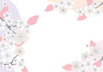 手描きの花の北欧風フレーム素材