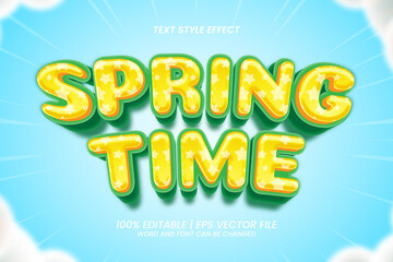 Fototapeta premium 3d Spring Time Cartoon Style text effect editable