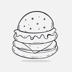 Hand drawn Hamburger icon Design Template. vector sketch doodle illustration. Perfect for food element, diet infographics, icons or web design, street restaurants menu