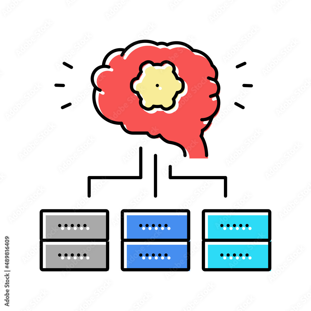 Poster servers communication neural network color icon vector illustration