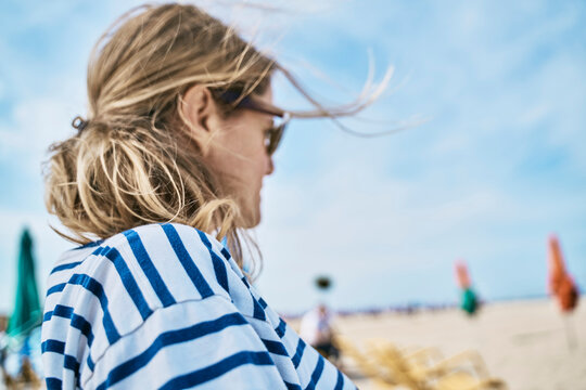 Woman spending leisure time at beach