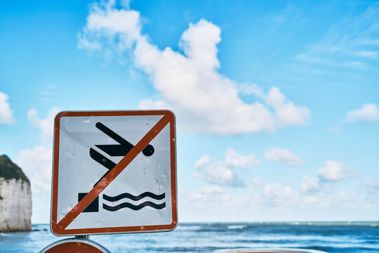 Bathing forbidden board at beach