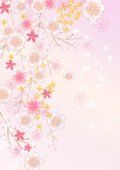 春の手描き ピンクの桜背景