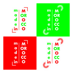 Logo made in morocco with red and green colors of Moroccan flag. Vector illustration. Isolated logo as a rubber stamp.