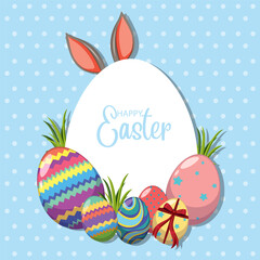Happy Easter design with decorated eggs