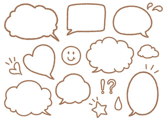 ふきだし モクモク可愛い 線画セット