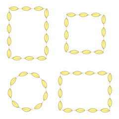 Wheat seeds frames set. Different geometry shape Copy space Decorative vector illustration Design element Isolated on white background