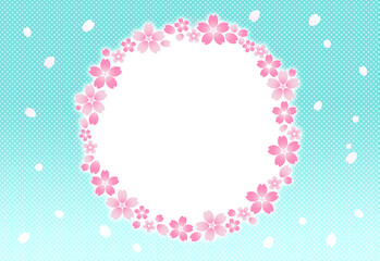 桜　丸フレーム　背景素材