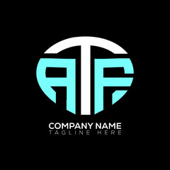 ATF logo monogram isolated on circle element design template, ATF letter logo design on black background. ATF creative initials letter logo concept.  ATF letter design. - obrazy, fototapety, plakaty