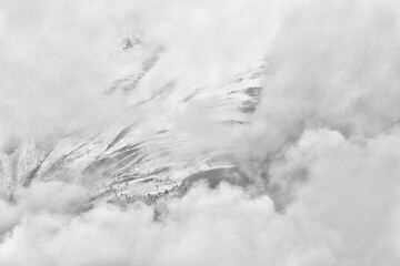 Schlechte Sicht bei wolkenverhangenem Himmel in den Schweizer Alpen