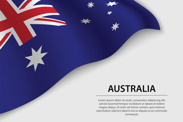 Wave flag of Australia on white background. Banner or ribbon vector template