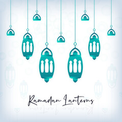 Ramadan lanterns, Ramadan Kareem for Eid Mubarak Greeting card, poster, eid banner, background, illustration vector