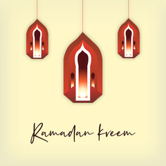 Ramadan lanterns, Ramadan Kareem for Eid Mubarak Greeting card, poster, eid banner, background, illustration vector