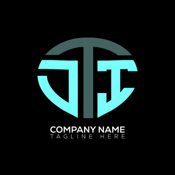 DTI logo monogram isolated on circle element design template, DTI letter logo design on black background. DTI creative initials letter logo concept. DTI letter  design.