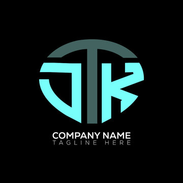 DTK logo monogram isolated on circle element design template, DTK letter logo design on black background. DTK creative initials letter logo concept.  DTK letter design.
