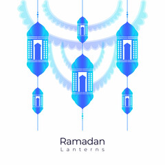 Ramadan lanterns, Ramadan Kareem for Eid Mubarak Greeting card, poster, eid banner, background, illustration vector