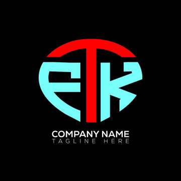 FTK logo monogram isolated on circle element design template, FTK letter logo design on black background. FTK creative initials letter logo concept.  FTK letter design.