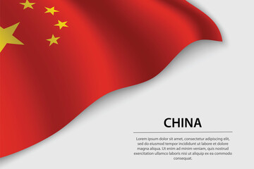 Wave flag of China on white background. Banner or ribbon vector template