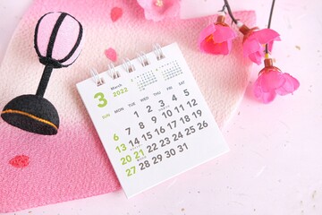ひな祭り用3月のカレンダー