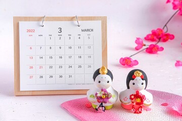 ひな祭り仕様の3月のカレンダー