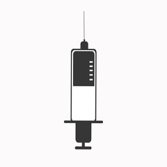 Medical syringe injection icon. Isolated vector drawing on a white background. Simple injection for sign or symbol