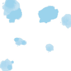 Watercolor or ink stains background. Abstract blue paint shapes. Isolated texture on white. Modern minimalist art. Design for party invitation or poster.