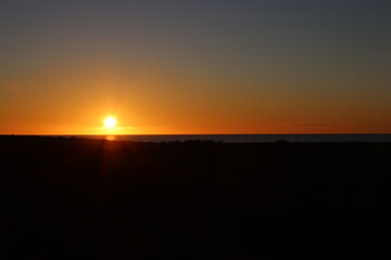 Sunset over Shark Bay near the town of Denham in Western Australia.