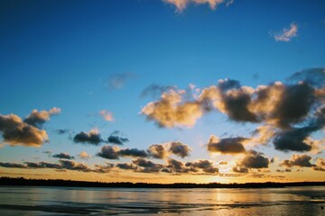 sunset over the lake