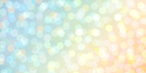 春色イルミネーション風背景）六角形のボケライトの抽象イラスト横長バナー　グラデーション　幻想的