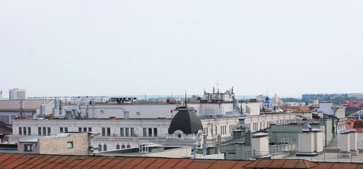 Kazan, Russia - July 12 2021. Panoramic view of Kazan city with the Kremlin.